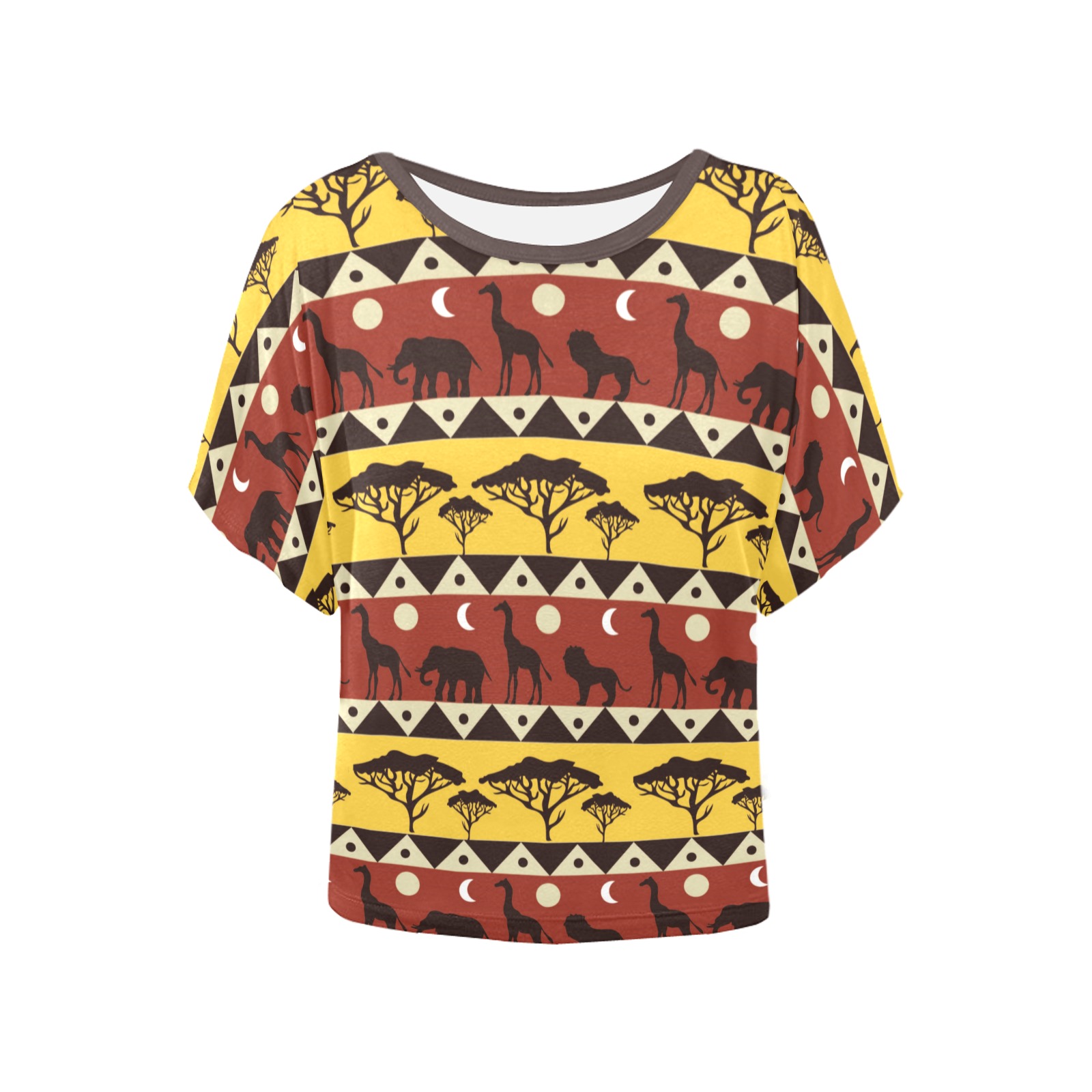 African patterns -10 Women's Batwing-Sleeved Blouse T shirt (Model T44)