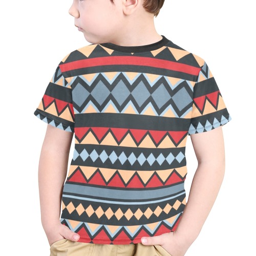 Abstract Geometric Tribal Little Boys' All Over Print Crew Neck T-Shirt (Model T40-2)