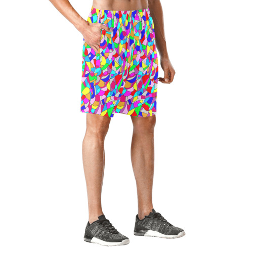 Abstract pebbles on a Beach Men's All Over Print Elastic Beach Shorts (Model L20)