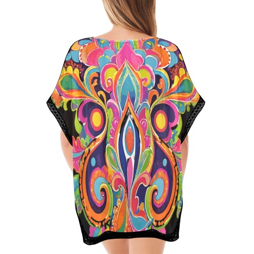 Abstract Retro Hippie Paisley Floral Women's Beach Cover Ups