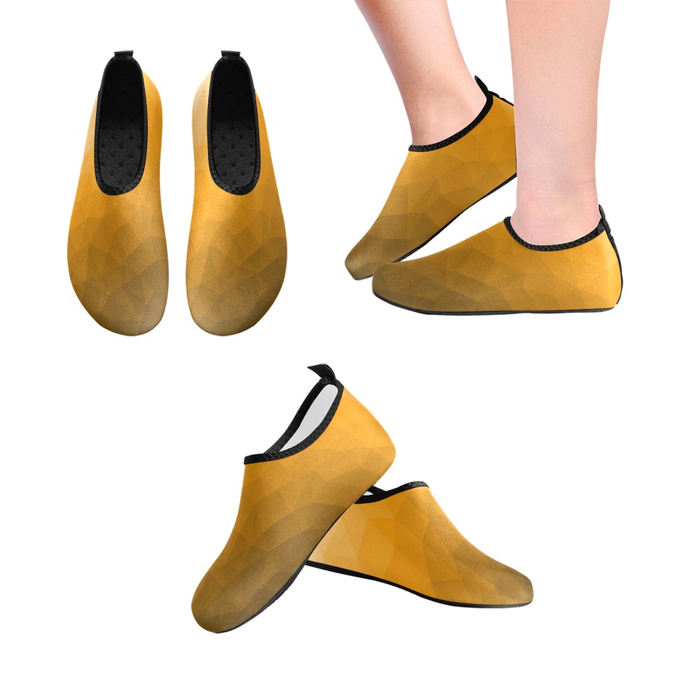 Orange gradient geometric mesh pattern Women's Slip-On Water Shoes (Model 056)