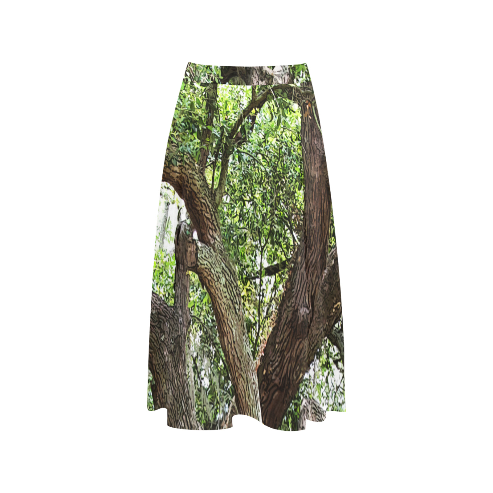 Oak Tree In The Park 7659 Stinson Park Jacksonville Florida Mnemosyne Women's Crepe Skirt (Model D16)