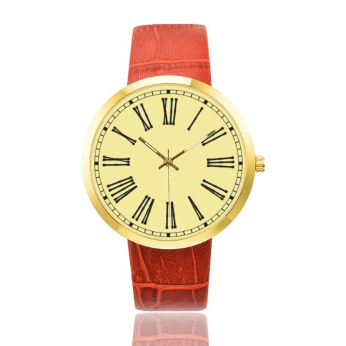ELEGANCIA Women's Golden Leather Strap Watch(Model 212)