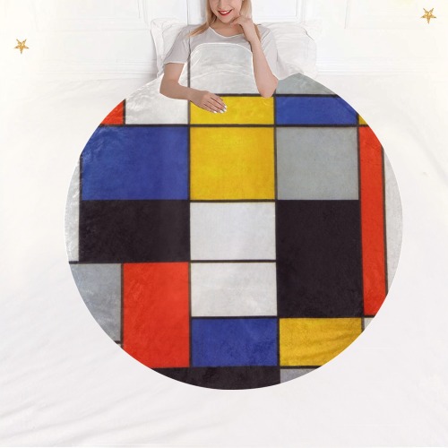 Composition A by Piet Mondrian Circular Ultra-Soft Micro Fleece Blanket 60"