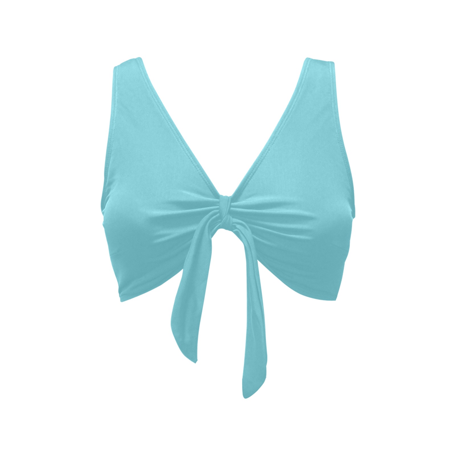 Solid Colors Aqua Chest Bowknot Bikini Top (Model S33)