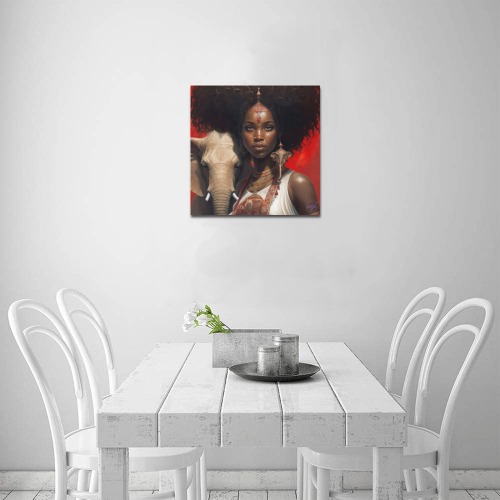 Crimson & Cream Queen Upgraded Canvas Print 16"x16"