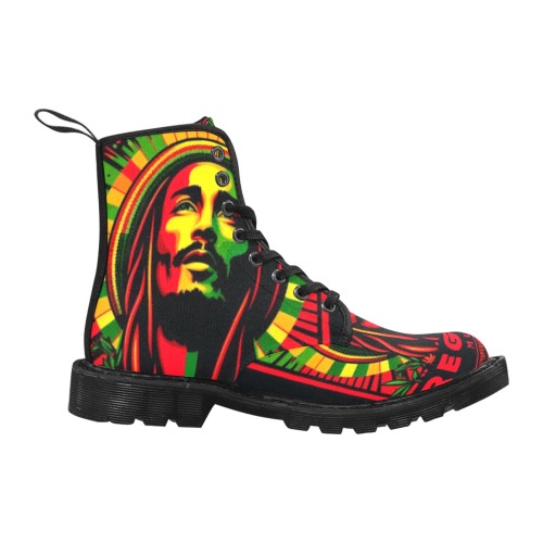 I LOVE REGGAE Martin Boots for Men (Black) (Model 1203H)