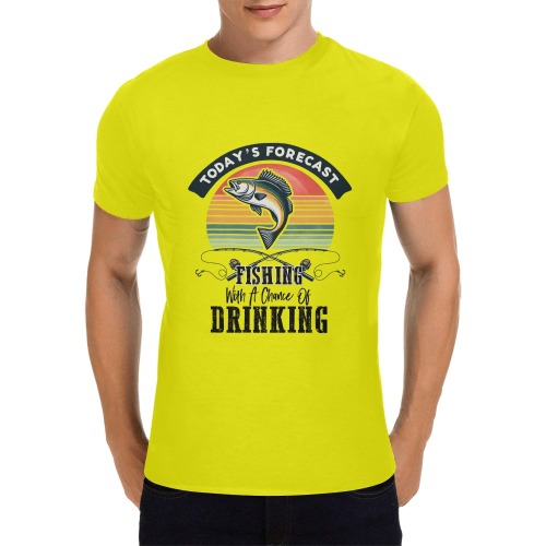 Today's Forecast Fishing With The Chance Of Drinking (Y) Men's T-Shirt in USA Size (Front Printing Only)