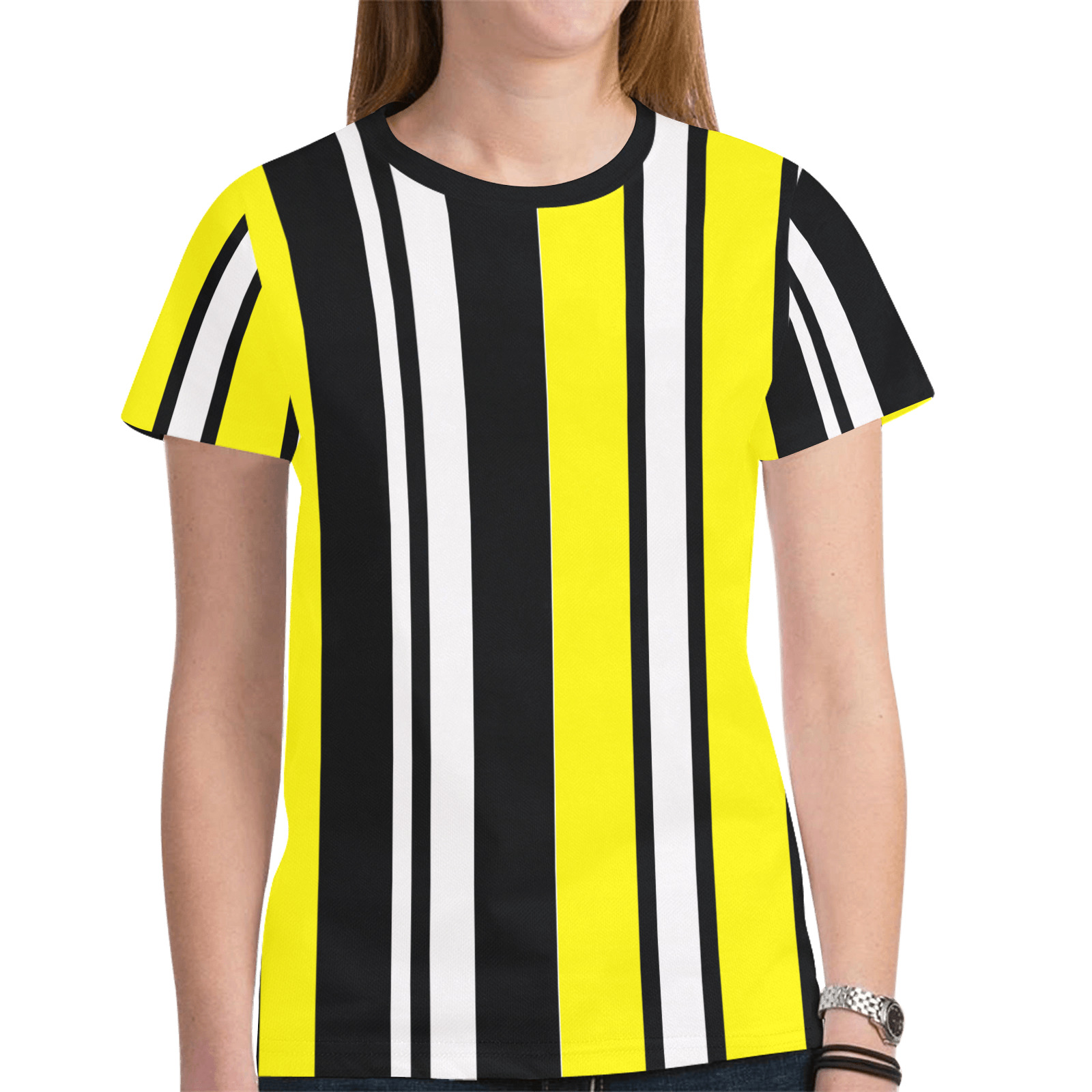 by stripes New All Over Print T-shirt for Women (Model T45)