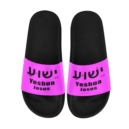 Yeshua Hot Pink Flip Flop Men's Slide Sandals (Model 057)