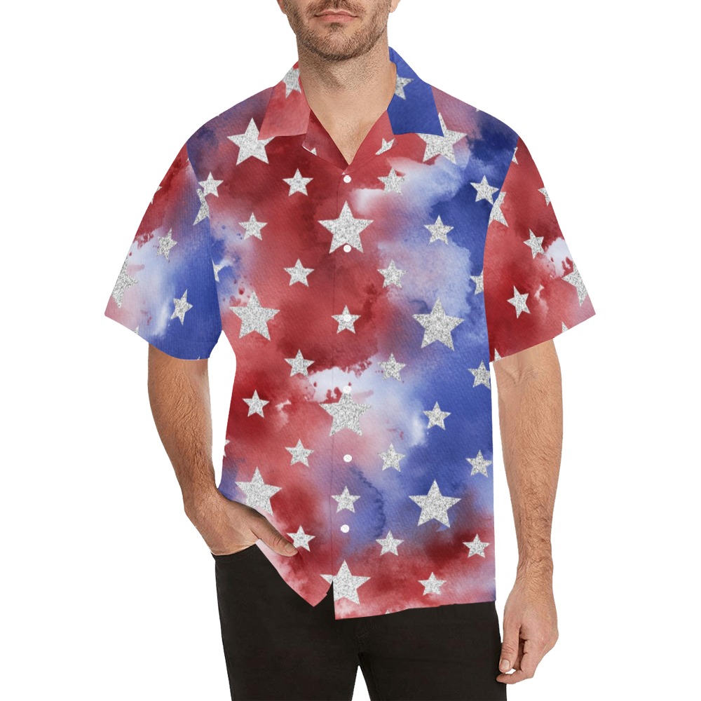 4th of july stars 1 Hawaiian Shirt with Merged Design (Model T58)