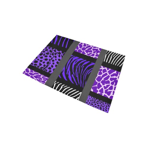 Purple Mixed Animal Print Area Rug 5'3''x4'