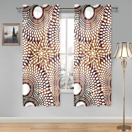 AFRICAN PRINT PATTERN 4 Gauze Curtain 28"x63" (Two-Piece)