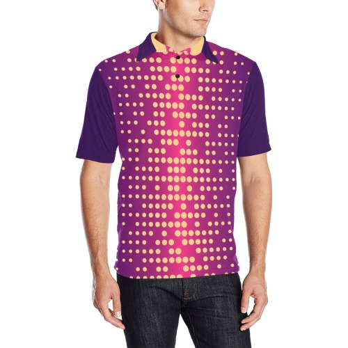 Dot Matrix Retrowave Men's All Over Print Polo Shirt (Model T55)
