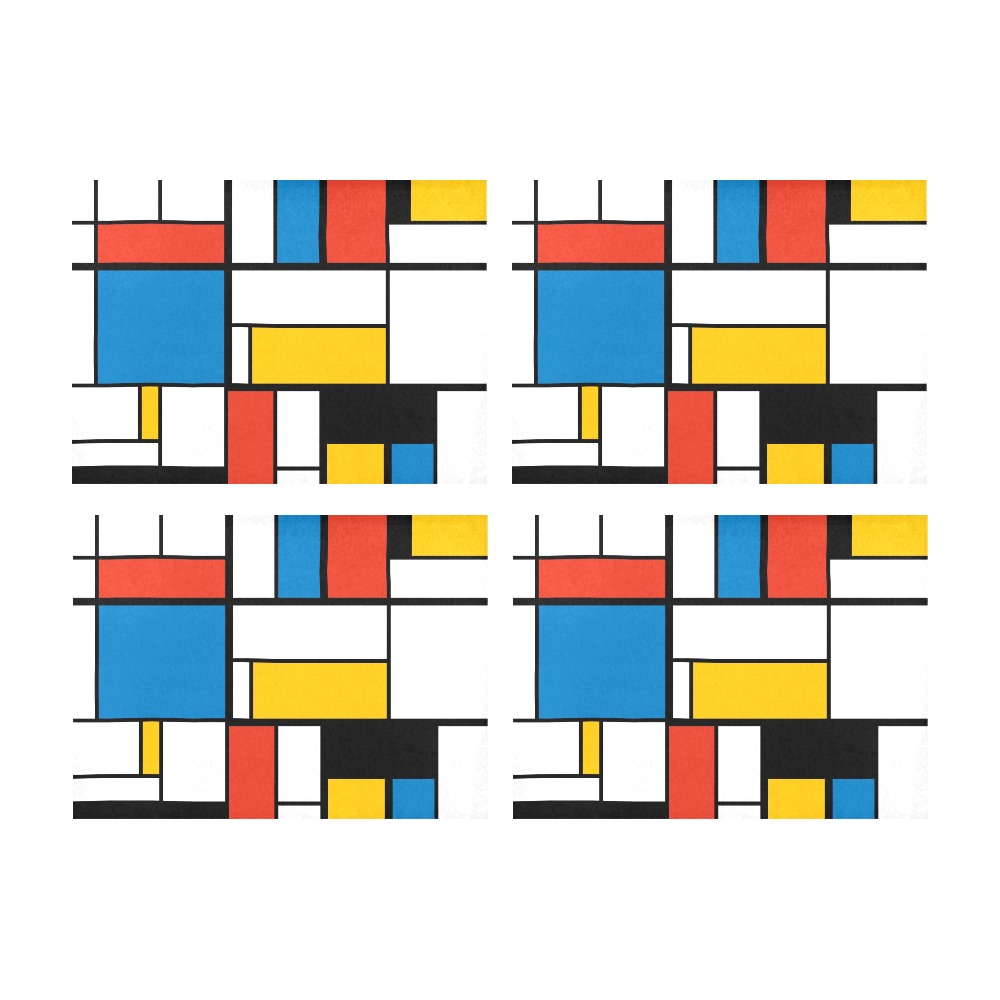 Mondrian De Stijl Modern Placemat 14’’ x 19’’ (Set of 4)