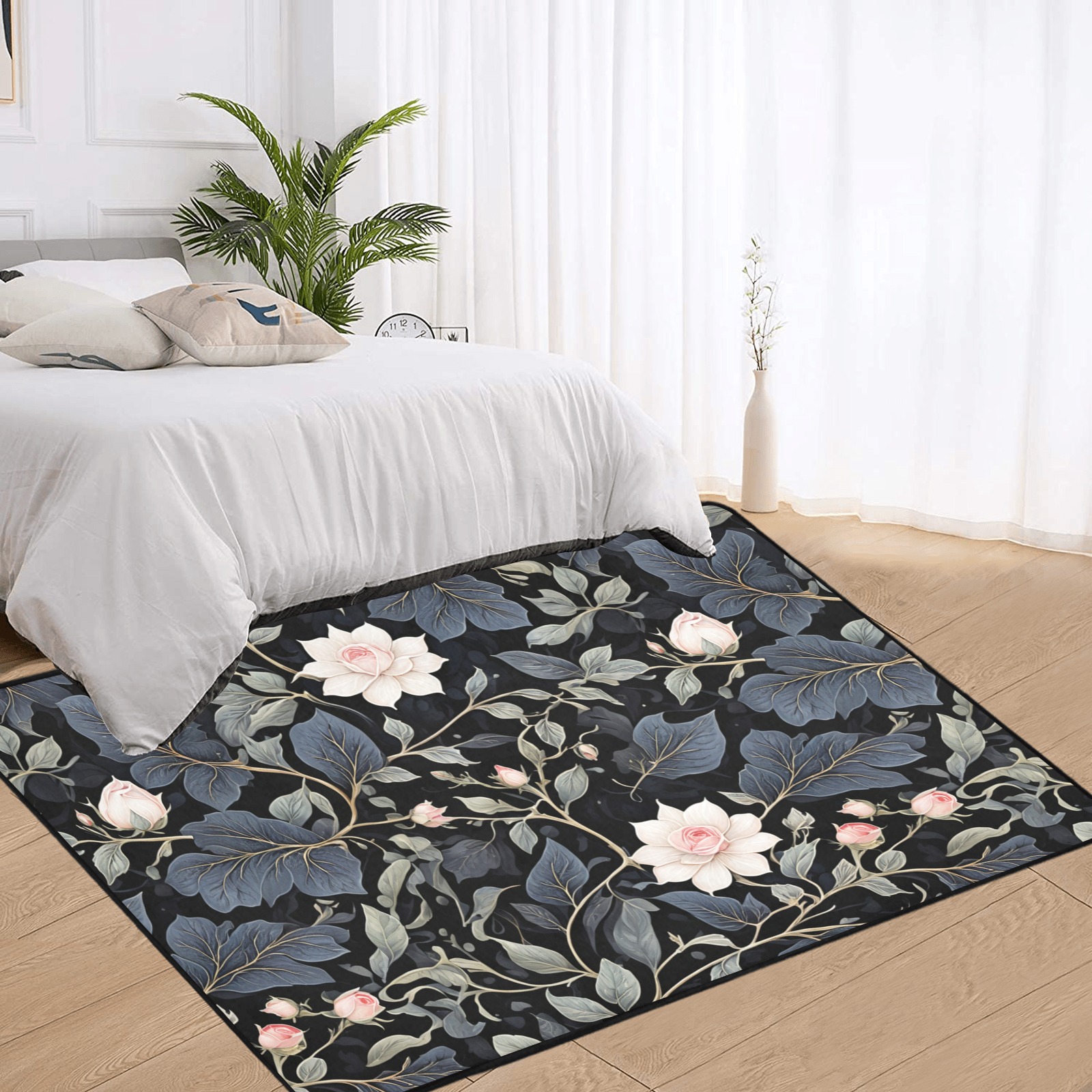 Fabulous Florals 11 Area Rug with Black Binding 7'x5'