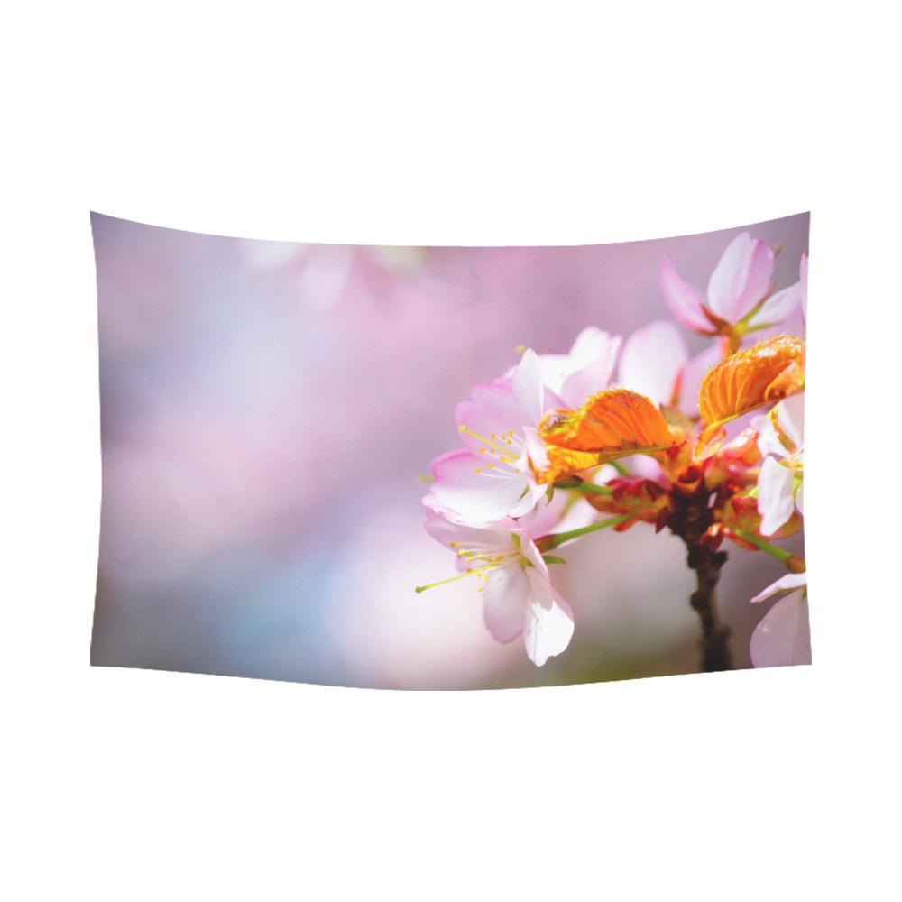 Sakura cherry blossom. The symbol of youth, beauty Polyester Peach Skin Wall Tapestry 90"x 60"