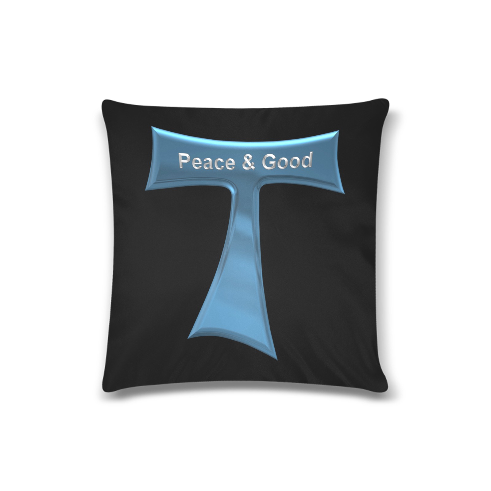 Franciscan Tau Cross Peace and Good  Blue Metallic Custom Zippered Pillow Case 16"x16"(Twin Sides)
