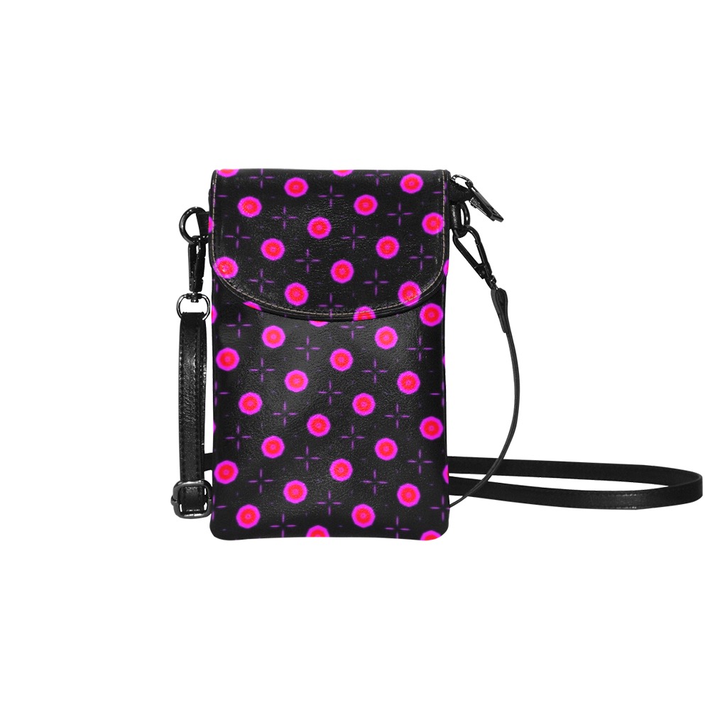 Pink Dots on Black Small Cell Phone Purse (Model 1711)