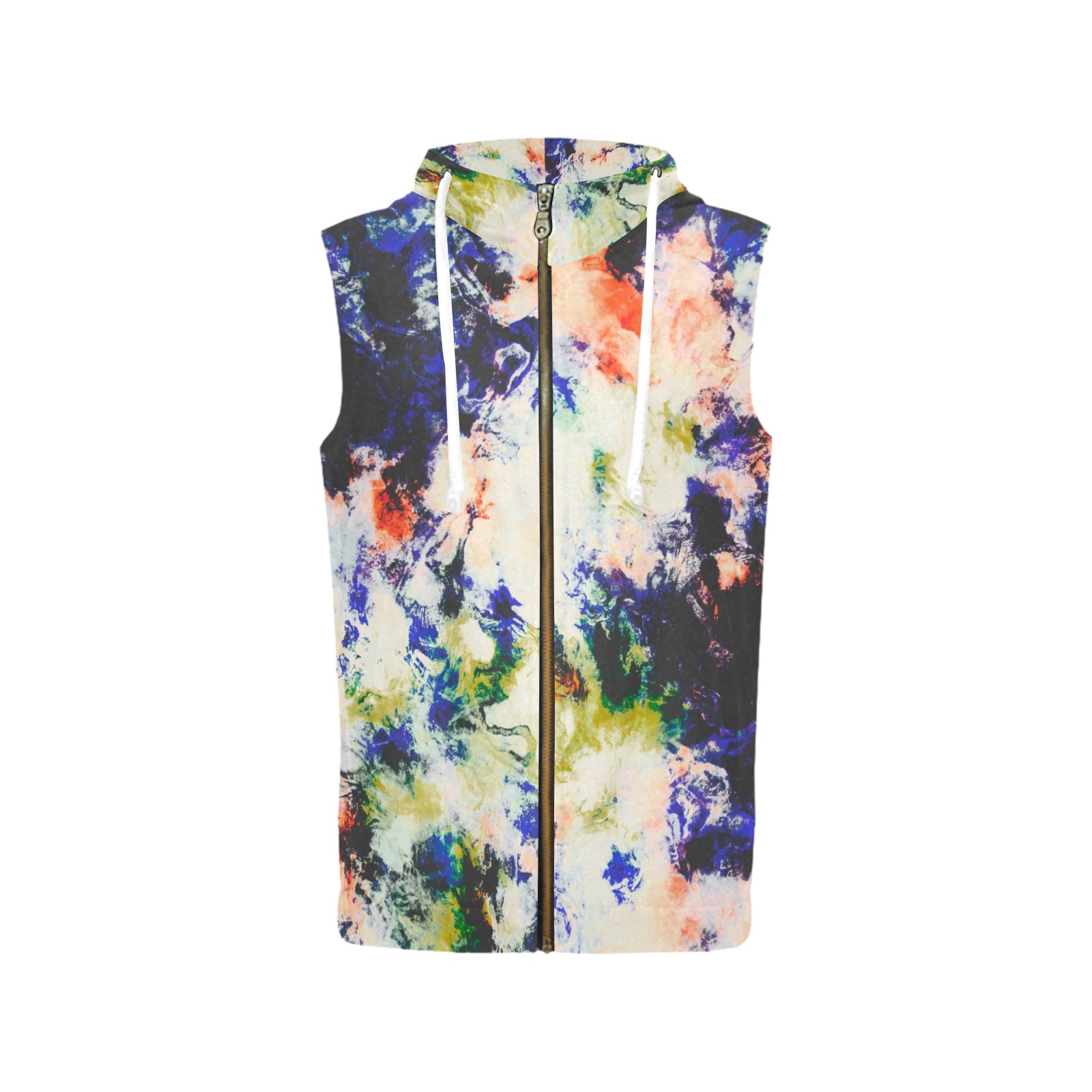 Modern watercolor colorful marbling All Over Print Sleeveless Zip Up Hoodie for Women (Model H16)