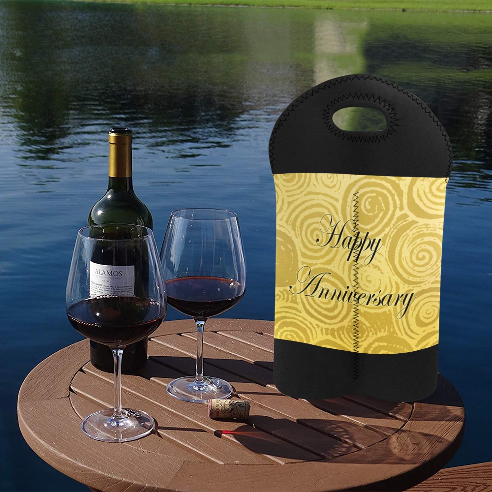 Anniversary Swirls Gold 2-Bottle Neoprene Wine Bag
