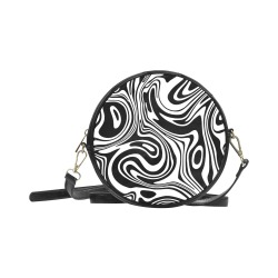 Black and White Marble Round Sling Bag (Model 1647)