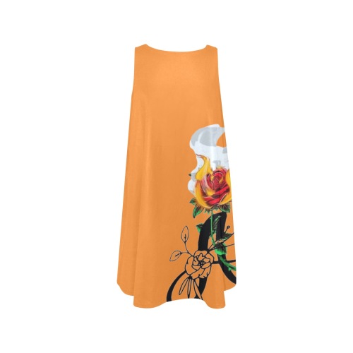 Aromatherapy Apparel Sleeveless Pocket Dress Orange Sleeveless A-Line Pocket Dress (Model D57)