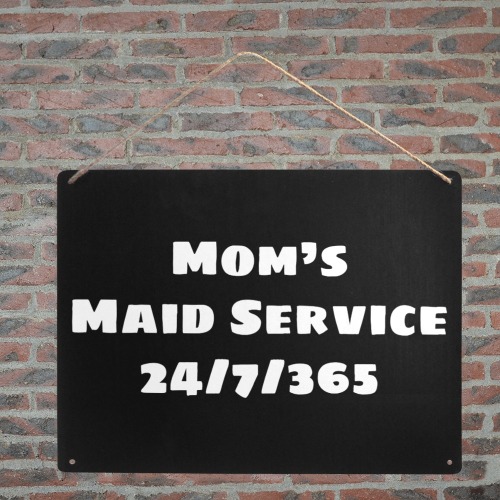 Mom's Maid's Service (White) Metal Tin Sign 16"x12"