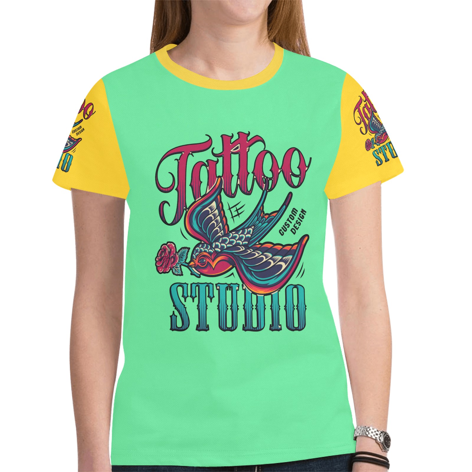 Tattoo Studio Collectable Fly New All Over Print T-shirt for Women (Model T45)