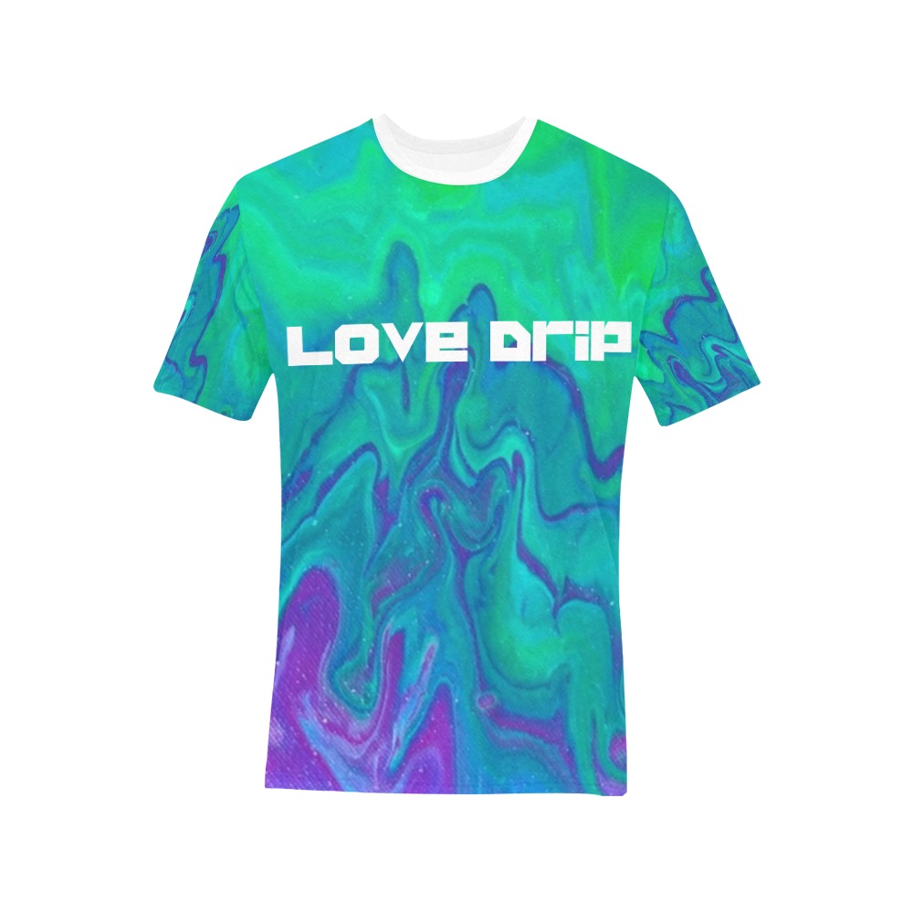 Love Drip Acid Mountain Tee Men's All Over Print T-Shirt (Solid Color Neck) (Model T63)