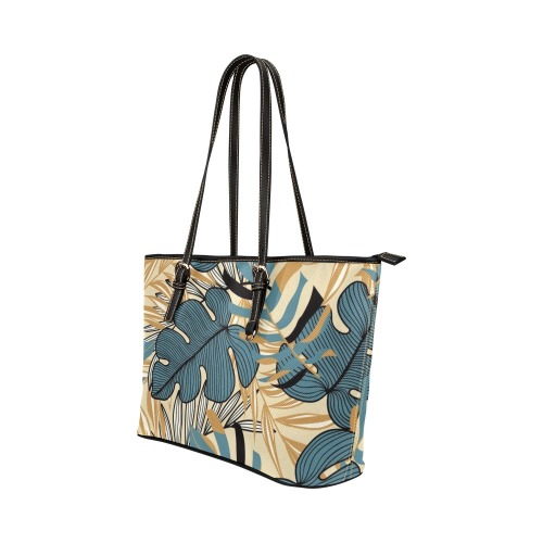 Decorative Tropical Leather Tote Bag/Large (Model 1651)