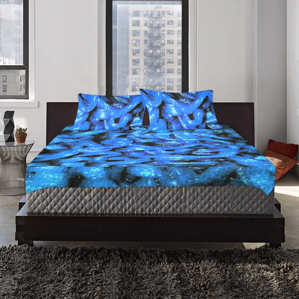 Scary Blue Ramen 3-Piece Bedding Set