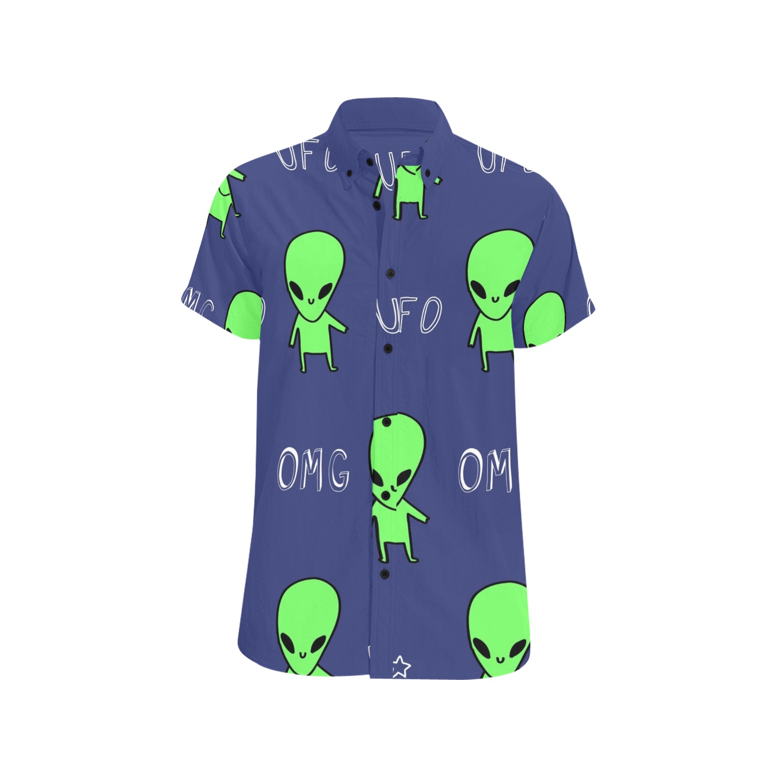 Funny UFO Men's All Over Print Short Sleeve Shirt (Model T53)