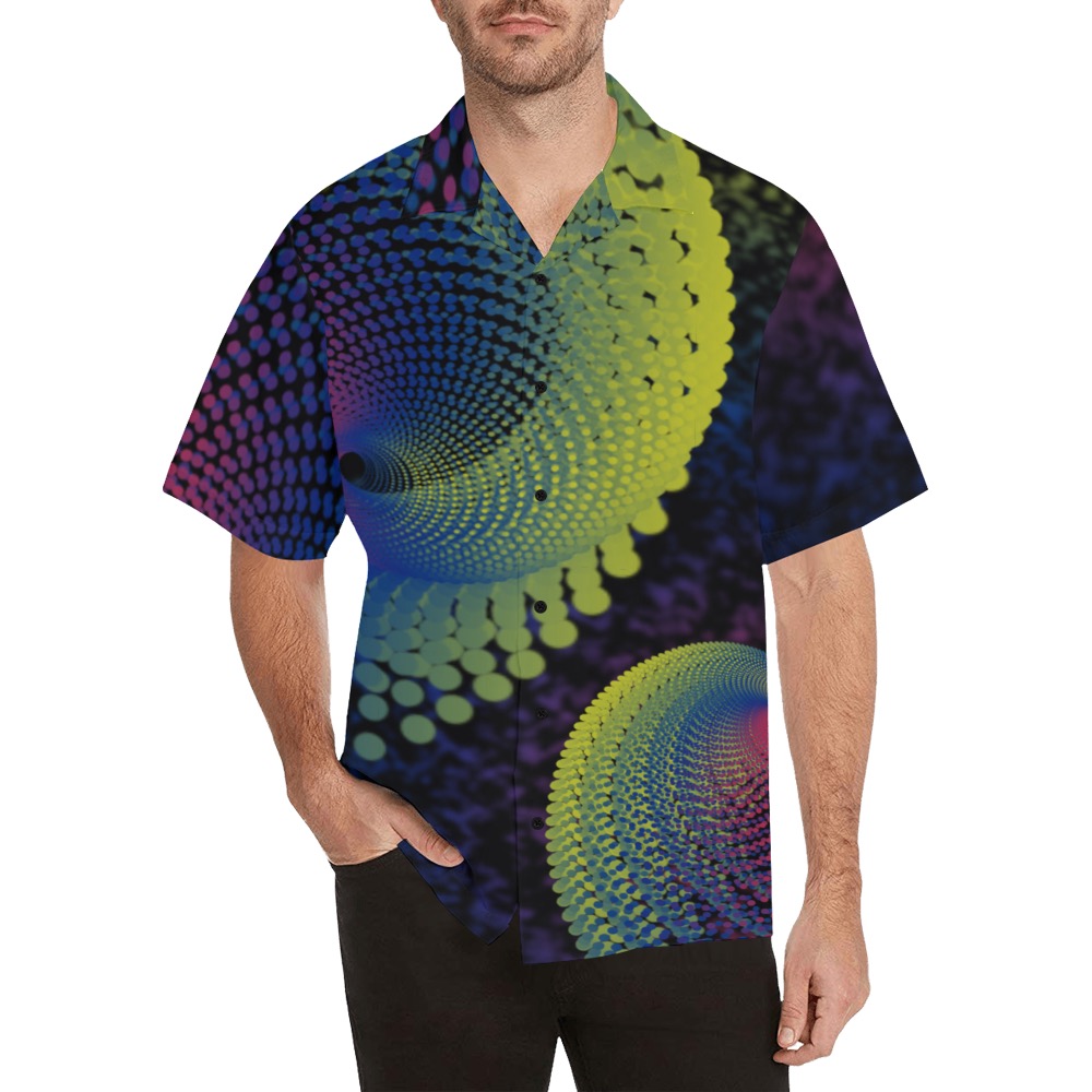 Ô Neon Vortex Single Hawaiian Shirt with Merged Design (Model T58)
