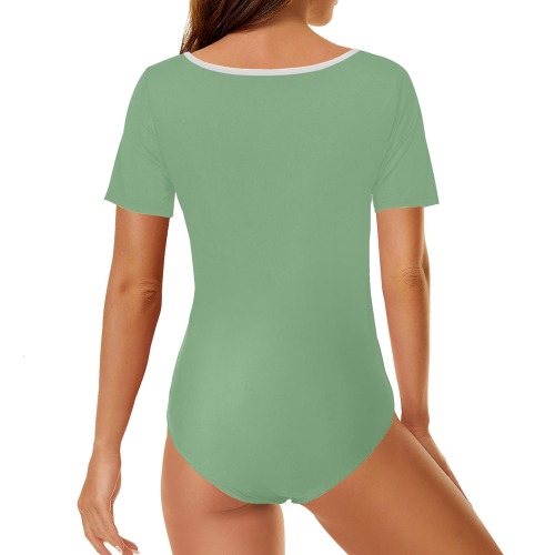 color dark sea green Women's Short Sleeve Bodysuit
