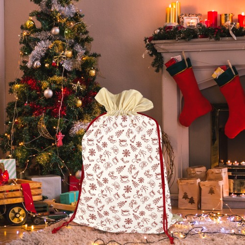 Christmas breakfast 3 Pack Santa Claus Drawstring Bags (One-Sided Printing)