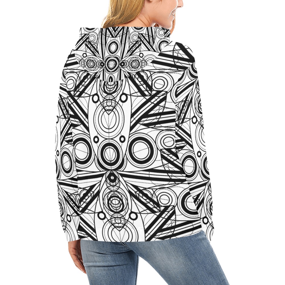 Mystic Lotus illustration All Over Print Hoodie for Women (USA Size) (Model H13)