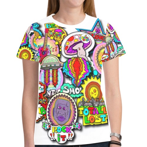 ITEM 32 _ STICKERS - T-SHIRT New All Over Print T-shirt for Women (Model T45)