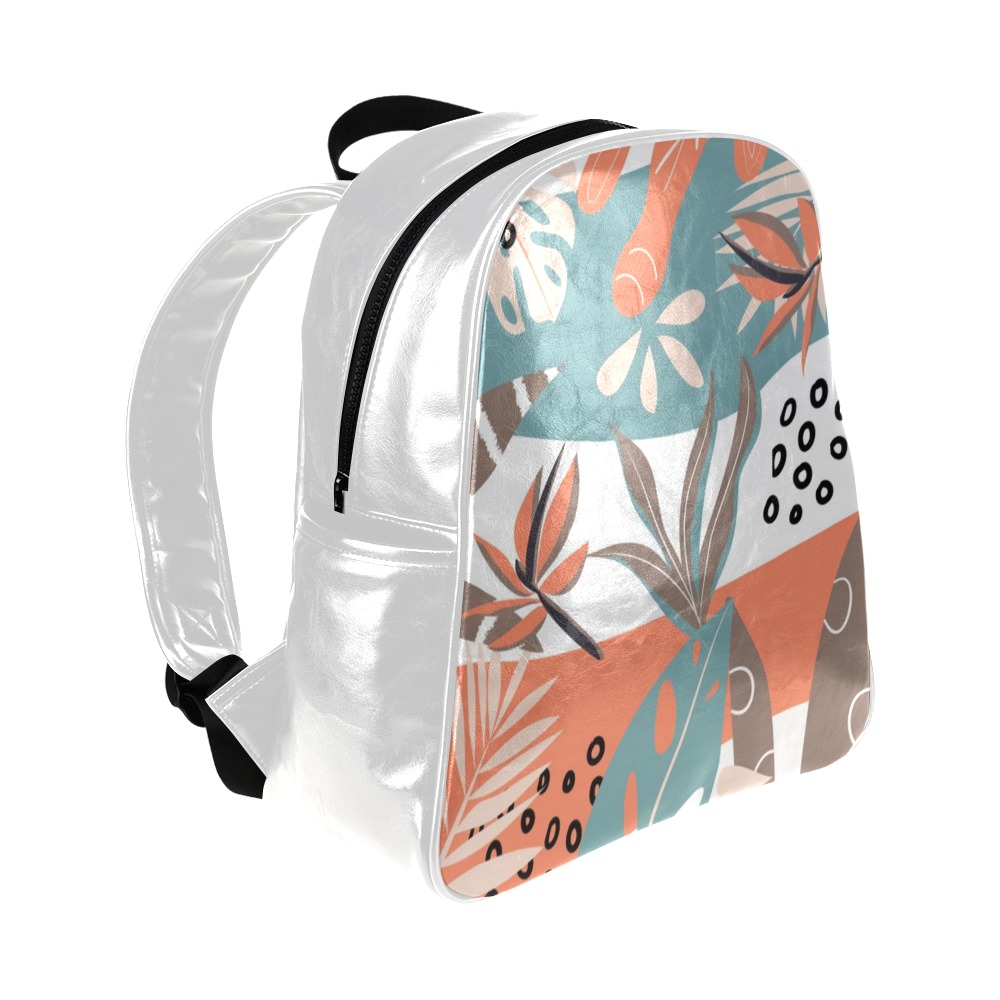 Colorful Tropical Pattern (7) Multi-Pockets Backpack (Model 1636)