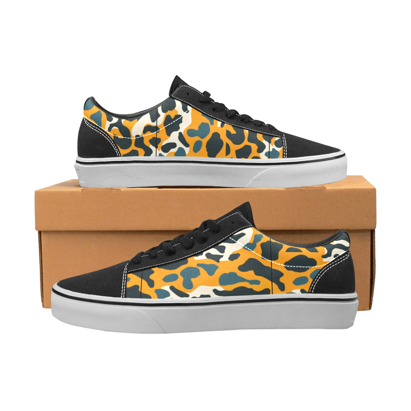 Cheetah Camo II low tops sneakers Women's Low Top Skateboarding Shoes (Model E001-2)