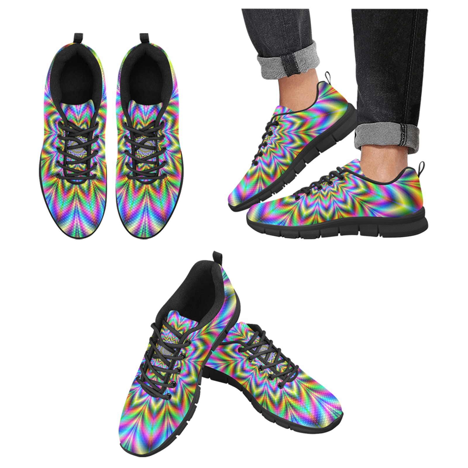 Psychedelic Flower Women's Breathable Running Shoes (Model 055)