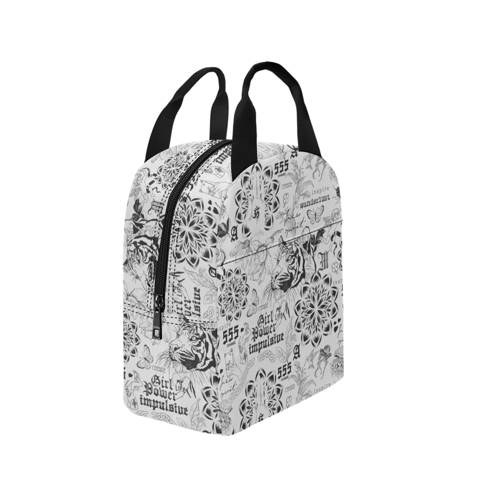 Inspirational tattoo pattern Zipper Lunch Bag (Model 1720)