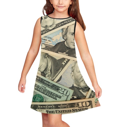US PAPER CURRENCY Girls' Sleeveless Dress (Model D58)