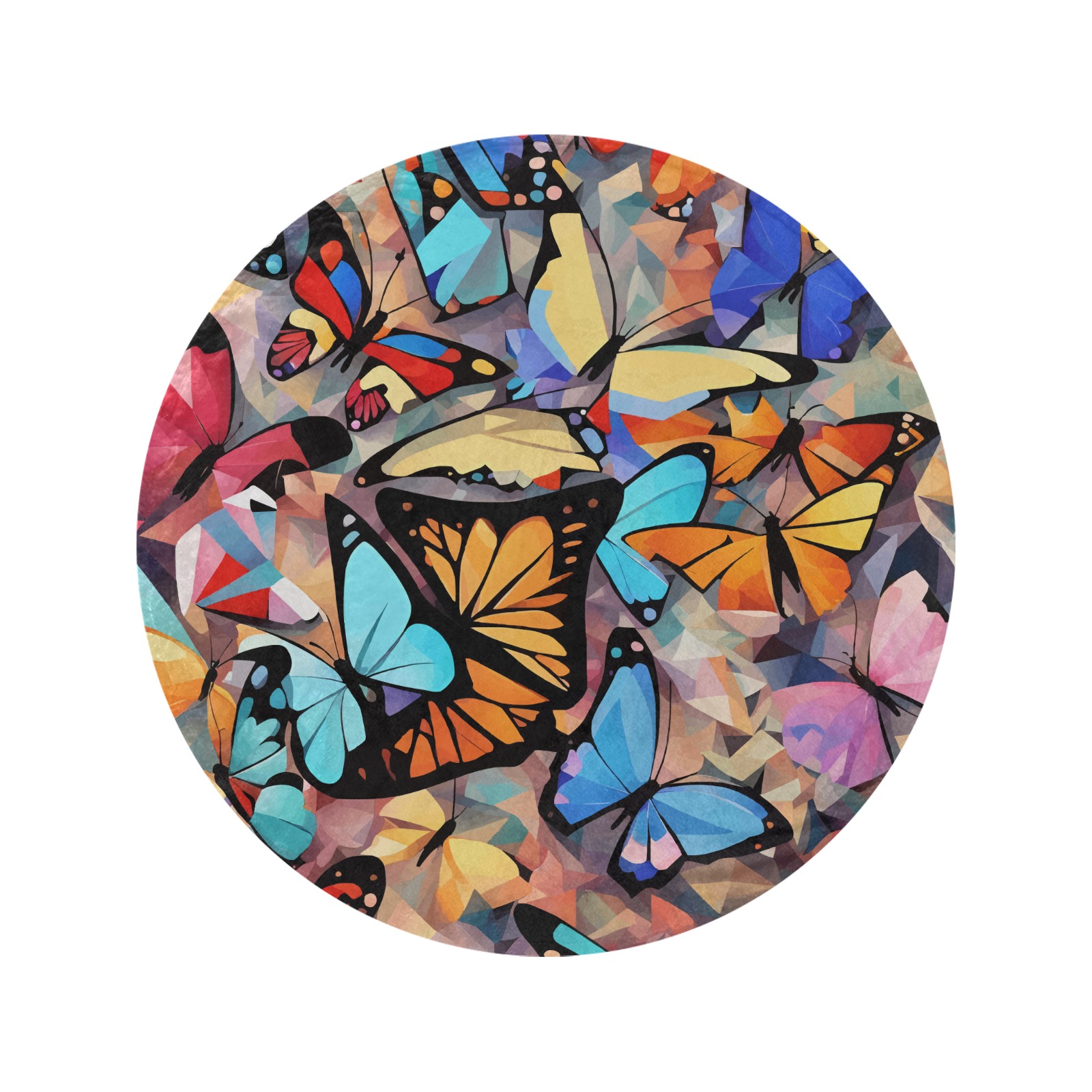 A mix of colorful butterflies. Cool positive art Circular Ultra-Soft Micro Fleece Blanket 60"