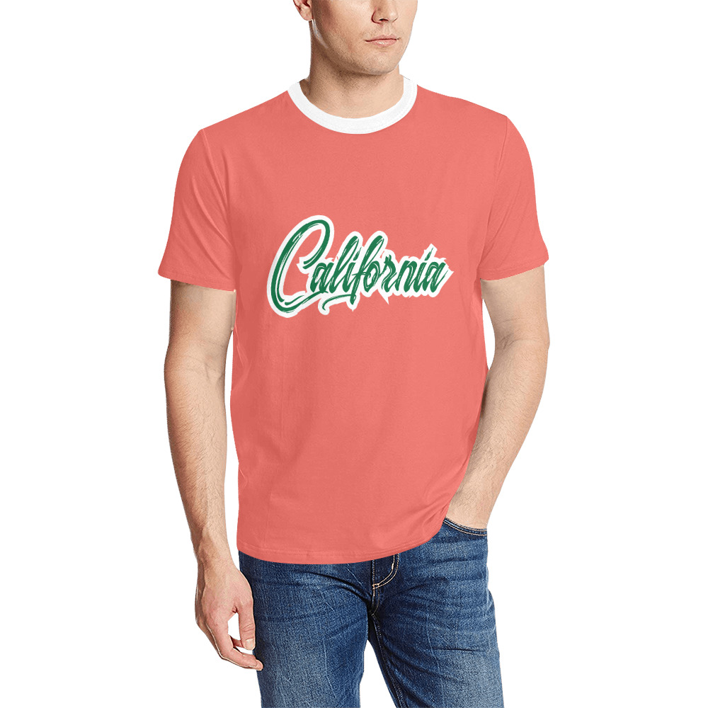 SUMMER Men's All Over Print T-Shirt (Solid Color Neck) (Model T63)