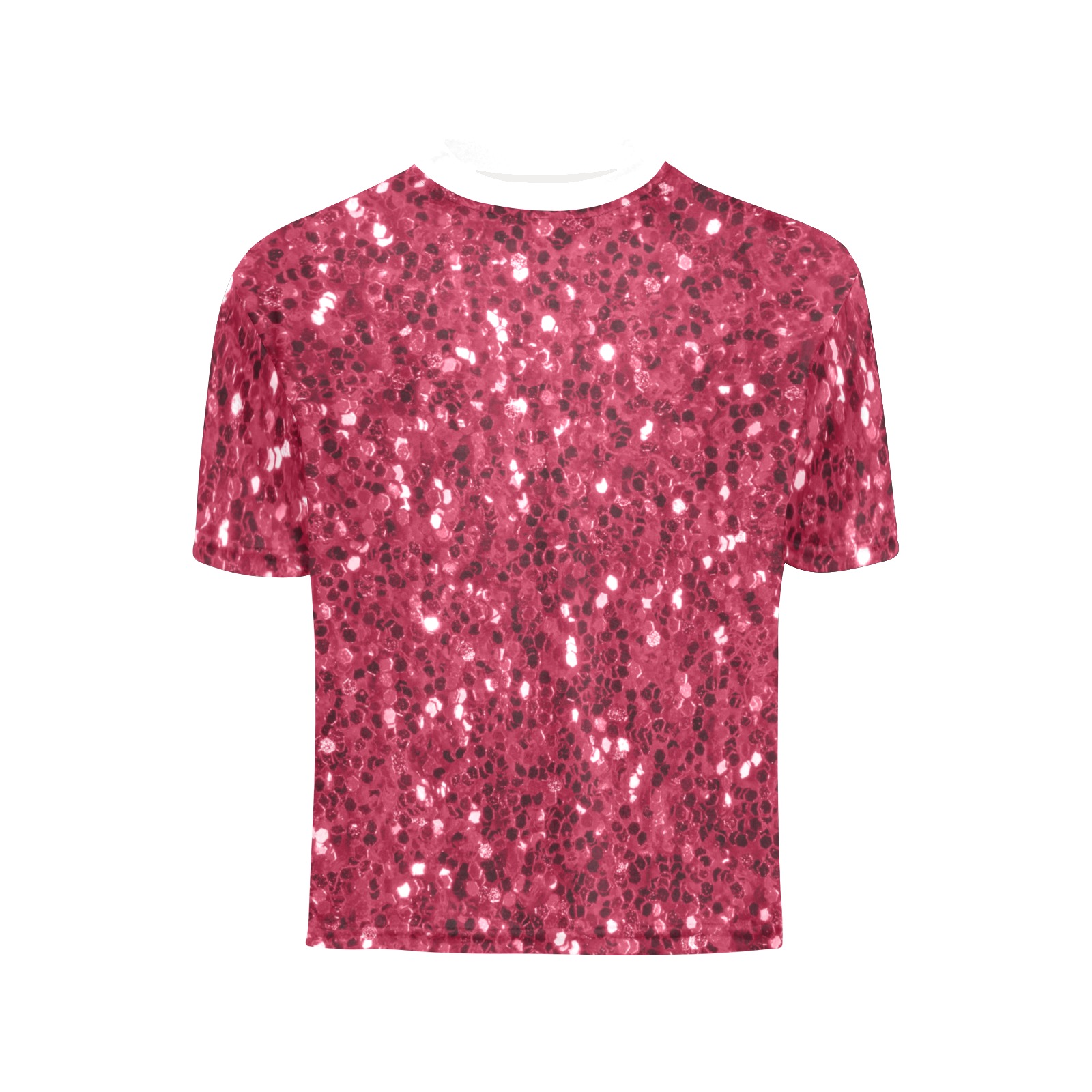 Magenta dark pink red faux sparkles glitter Big Girls' All Over Print Crew Neck T-Shirt (Model T40-2)
