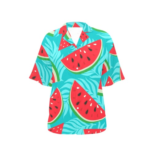 Wonderful Watermelon All Over Print Hawaiian Shirt for Women (Model T58)