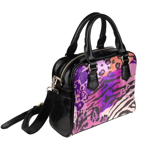 Purple Abstract - Camo and Animal Print Shoulder Handbag (Model 1634)
