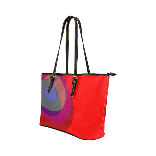 Red Abstract 714 Leather Tote Bag/Large (Model 1651)