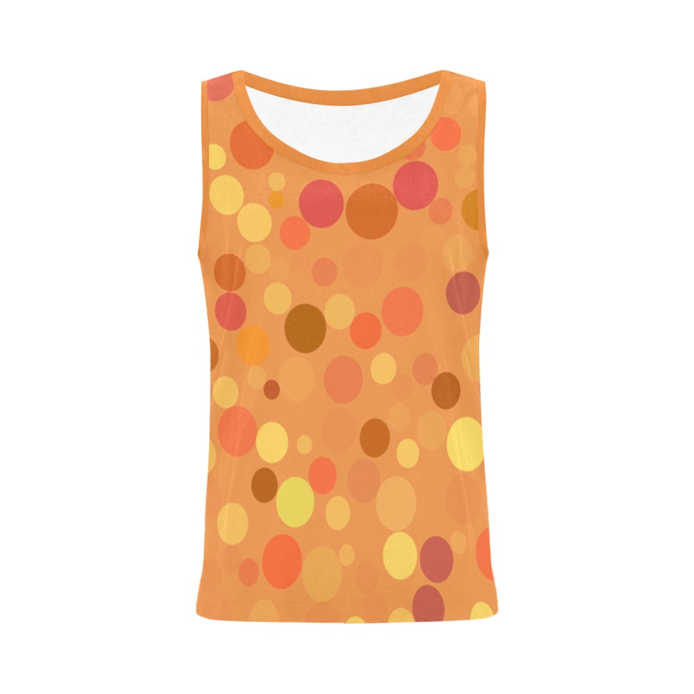 Yellow and Orange Polka Dots All Over Print Tank Top for Women (Model T43)